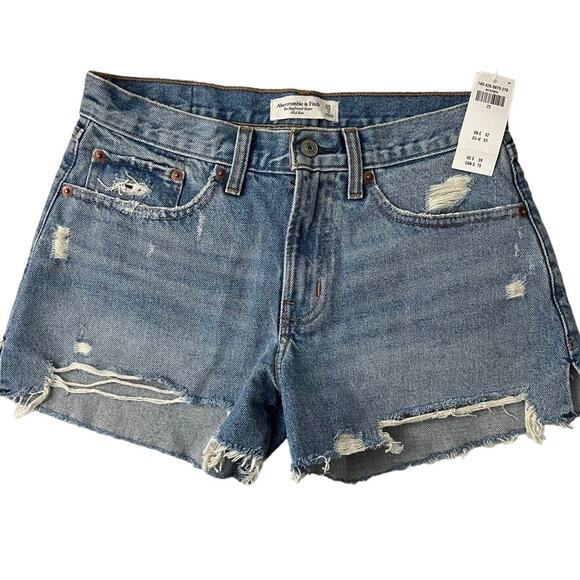 Abercromie & Fitch The Boyfriend Shorts Mid Rise Women Size 0 NEW - Picture 1 of 10